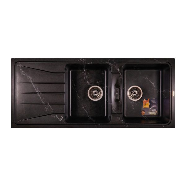 سینک ظرفشویی گرانیتی سولار مدل s25 مشکی رگه نقره ای