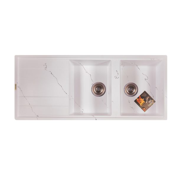 سینک ظرفشویی گرانیتی سولار مدل s20 سفید رگه مشکی