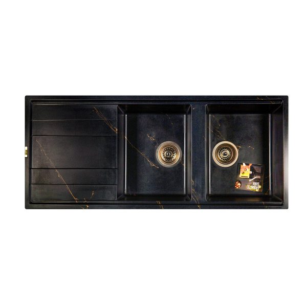 سینک ظرفشویی گرانیتی سولار مدل s27 مشکی رگه طلایی